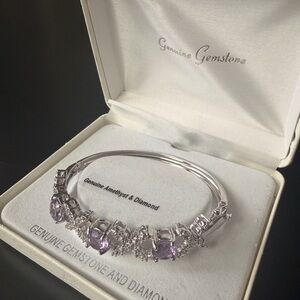 Amethyst and Diamond Silver Bracelet